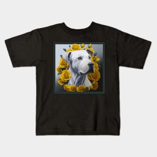 Dogo argentinian yellow roses 2 Kids T-Shirt